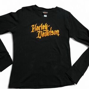 Harley-Davidson Black Long Sleeve Tee with Orange Logo